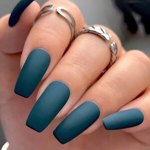 24 Pcs Matte Teal Nails BUY ONE GET ONE FREE